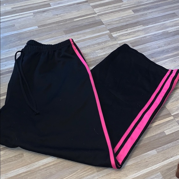 fame 4 fifteen Pants - Black with pink side stripe track pants